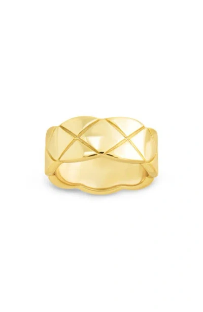Sterling Forever Audrey Quilted Ring In Gold