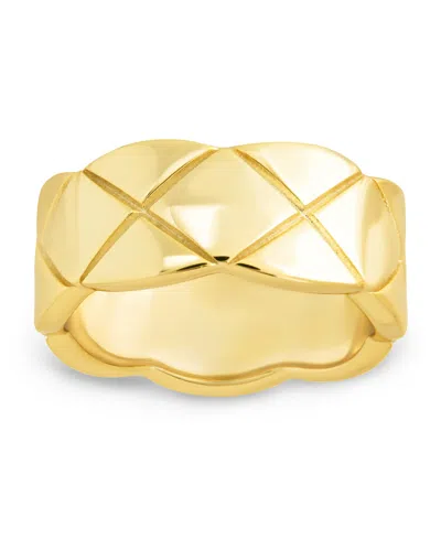 Sterling Forever Audrey Quilted Textured Ring In Gold