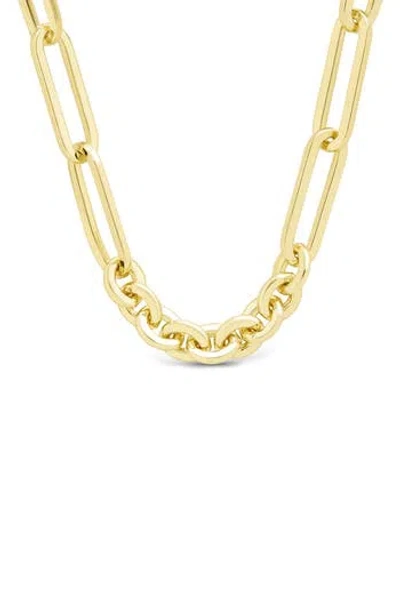 Sterling Forever Aurora Mixed Link Necklace In Gold
