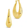 Sterling Forever Autumn Elongated Drop Hoop Earrings In Gold