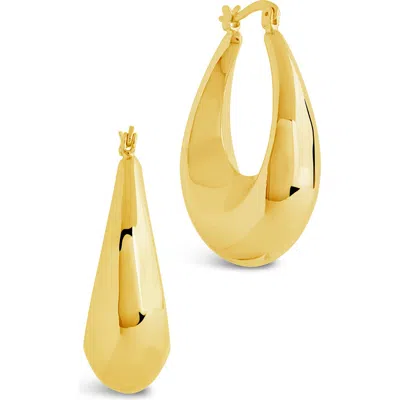 Sterling Forever Autumn Elongated Drop Hoop Earrings In Gold