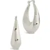 Sterling Forever Autumn Elongated Drop Hoop Earrings In Silver