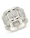 Sterling Forever Avina Cz Watch Chain Ring In Metallic