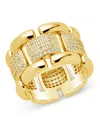 Sterling Forever Avina Cz Watch Chain Ring In Gold