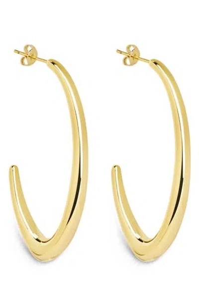 Sterling Forever Azalea Thin Tube Hoop Earrings In Gold