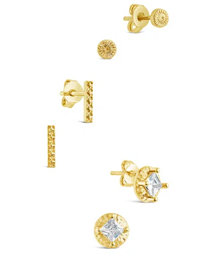 Sterling Forever Azizi Cz Stud Earring Set In Gold
