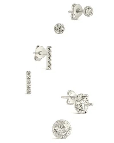 Sterling Forever Azizi Cz Stud Earring Set In Silver