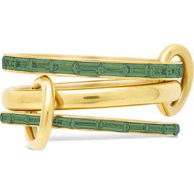 Sterling Forever Baguette Cubic Zirconia Linked Stacked Ring In Gold