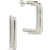 Sterling Forever Baguette Hoop Earrings In Metallic