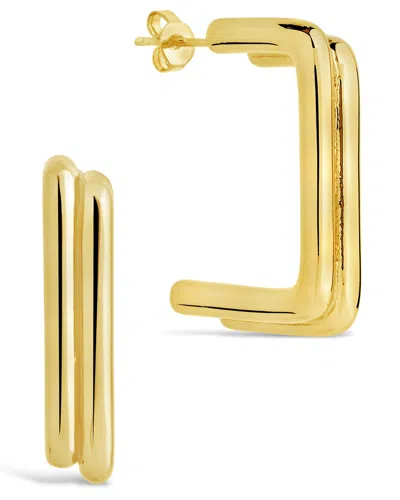 Sterling Forever Baguette Hoop Earrings In Gold