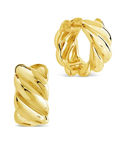 Sterling Forever Bailey Twist Micro Hoop Earrings In Gold