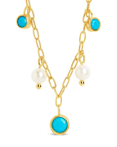 Sterling Forever Bali Charm & Pearl Chain Necklace In Gold