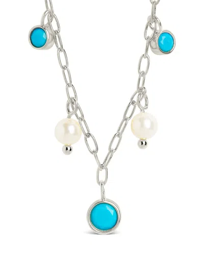 Sterling Forever Bali Charm & Pearl Chain Necklace In Silver