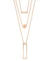 Sterling Forever Bar, Cz Disk, Open Bar Layered Necklace In Gold