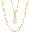 Sterling Forever Baroque Pearl & Chain Layered Necklace In Gold