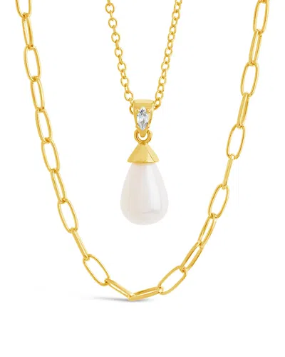 Sterling Forever Baroque Pearl & Chain Layered Necklace In Gold