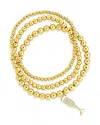 Sterling Forever Beaded Bracelet Set With Cz Champagne Flute Charm In Gold