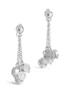 Sterling Forever Beaded Medallion Chain Studs In Metallic
