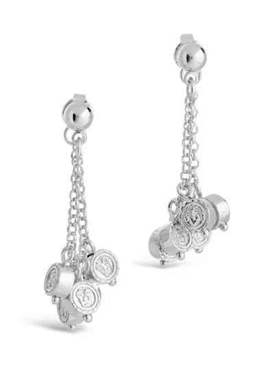 Sterling Forever Beaded Medallion Chain Studs In Metallic