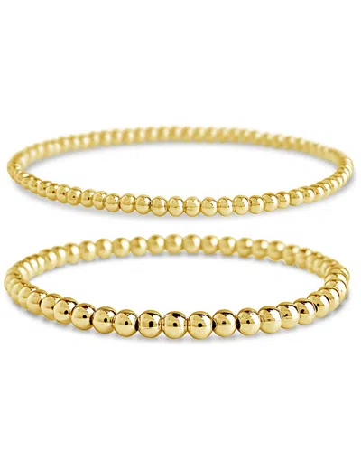 Sterling Forever Beaded Stretch Bracelet Sets[3mm/4mm/gold] - Gold