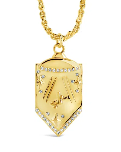 Sterling Forever Beam Me Up Cz Pendant Necklace In Gold