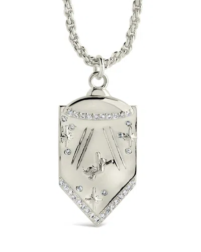 Sterling Forever Beam Me Up Cz Pendant Necklace In Silver