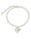 Sterling Forever Rhodium Plated Beating Heart Charm Bracelet In Silver