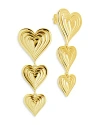 Sterling Forever Beating Heart Linear Drop Earrings In Gold