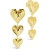 Sterling Forever Beating Heart Linear Drop Earrings In Gold