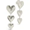 Sterling Forever Beating Heart Linear Drop Earrings In Silver
