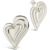 Sterling Forever Beating Heart Post Earrings In Silver