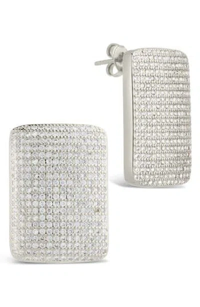 Sterling Forever Beignet Cubic Zirconia Stud Earrings In Metallic