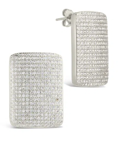 STERLING FOREVER BEIGNET CZ STUD EARRINGS