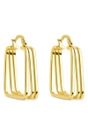 Sterling Forever Belinda Layered Square Hoop Earrings In Gold