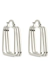 Sterling Forever Belinda Layered Square Hoop Earrings In Silver
