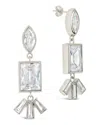 Sterling Forever Bella Square & Oval Cz Drop Earrings In Silver