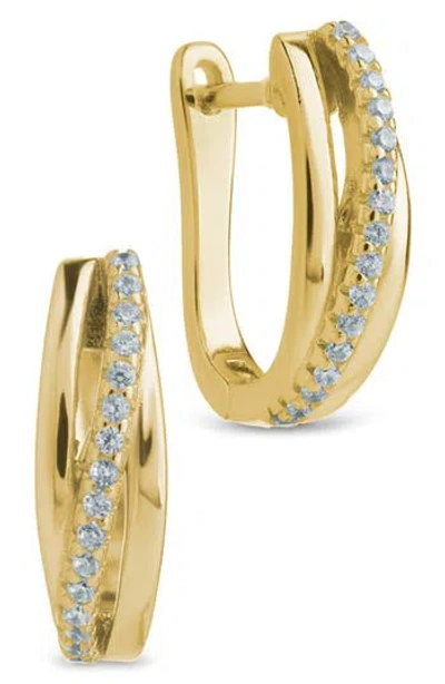 Sterling Forever Benedetta Twist Pavé Hoop Earrings In Gold