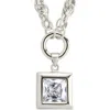 Sterling Forever Bess Square Cubic Zirconia Pendant Necklace In Silver
