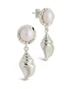 Sterling Forever Beverly Pearl Shell Drop Stud Earrings In Silver