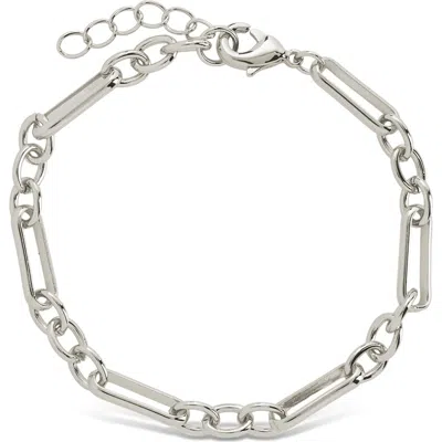 Sterling Forever Bexley Mixed Link Chain Bracelet In Silver