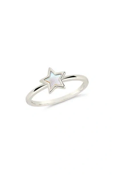 STERLING FOREVER STERLING FOREVER BEZ MOTHER-OF-PEARL STAR RING