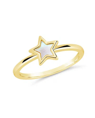 STERLING FOREVER BEZ MOTHER OF PEARL STAR RING