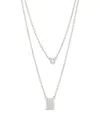 Sterling Forever Cz Tag & Bezel Pendant Layered Necklace In Silver