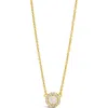 Sterling Forever Bezel Cubic Zirconia Rose Petal Pendant Necklace In Gold