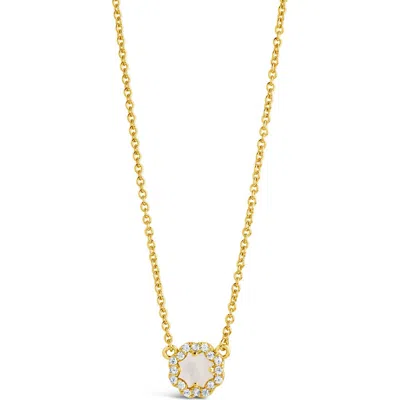 Sterling Forever Bezel Cubic Zirconia Rose Petal Pendant Necklace In Gold