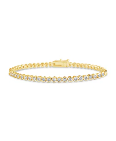 Sterling Forever Bezel Cubic Zirconia Tennis Bracelet In Gold