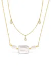Sterling Forever Bezel Cz And Pearl Layered Necklace In Gold