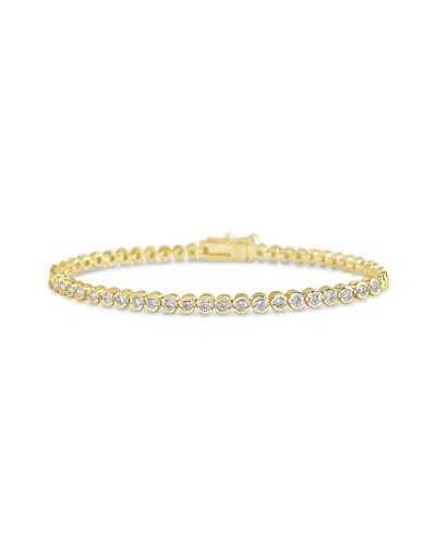 Sterling Forever Bezel Cz Tennis Bracelet In Gold