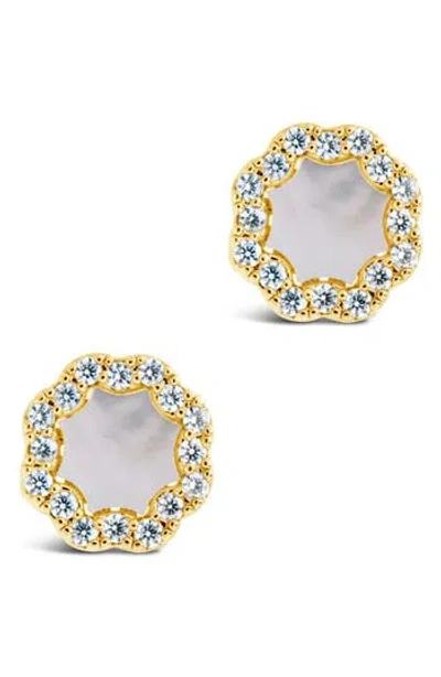 Sterling Forever Bezel Frame Cubic Zirconia Rose Petal Stud Earrings