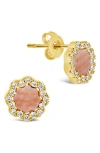 Sterling Forever Bezel Frame Cubic Zirconia Rose Petal Stud Earrings